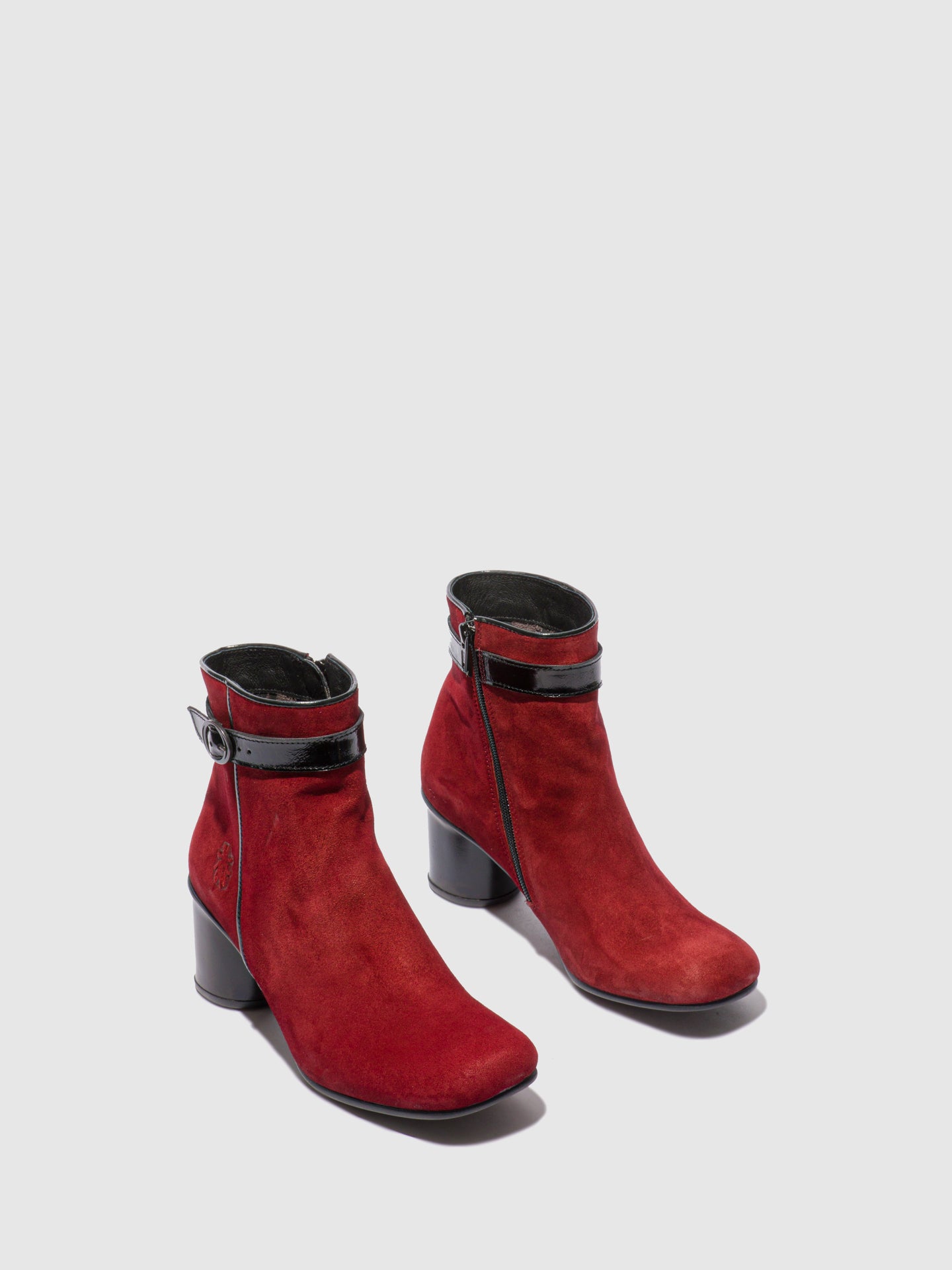 Fly London Zip Up Ankle Boots SAKO810FLY RANCH/LUXOR DK RED/BLACK